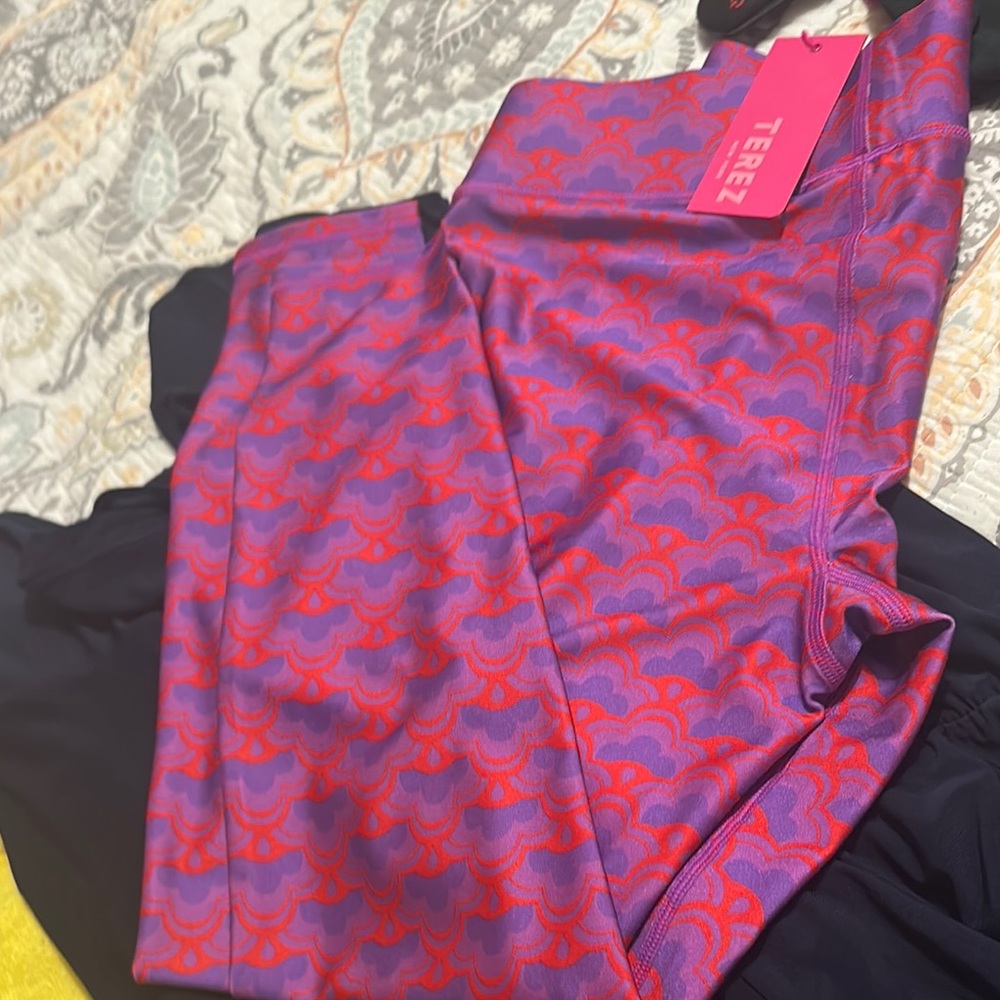 Perez Red and Purple Patterned Leggings